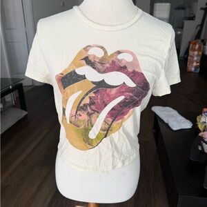 Graphic Tee with Colorful Lips Design